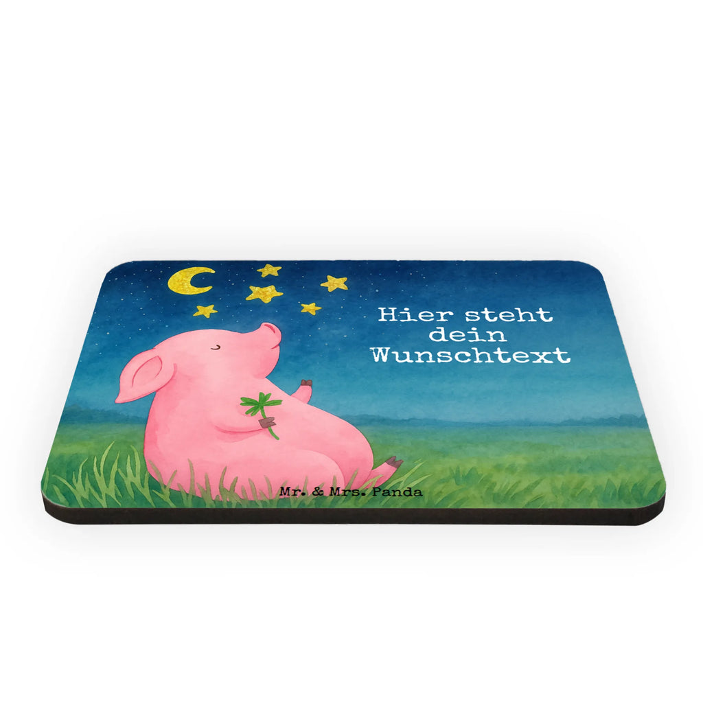Personalized Magnet Pig Luck Design small animals, cute, funny, cute animal motives, hand drawn, small world, funny sayings, good mood, happy, gifts, gift ideas, special gifts, animal lover, card, Lucky bastard. Luck, stars, goals, asterisks, lucky charm, motivation, dreams, pig, piglet