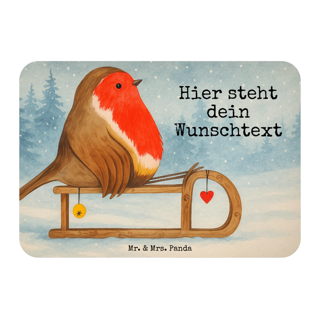 Personalizowany Magnes rudzik sanki Design Zima, Boże Narodzenie, dekoracje świąteczne, Mikołaj, Adwent, Wigilia, zimowy motyw