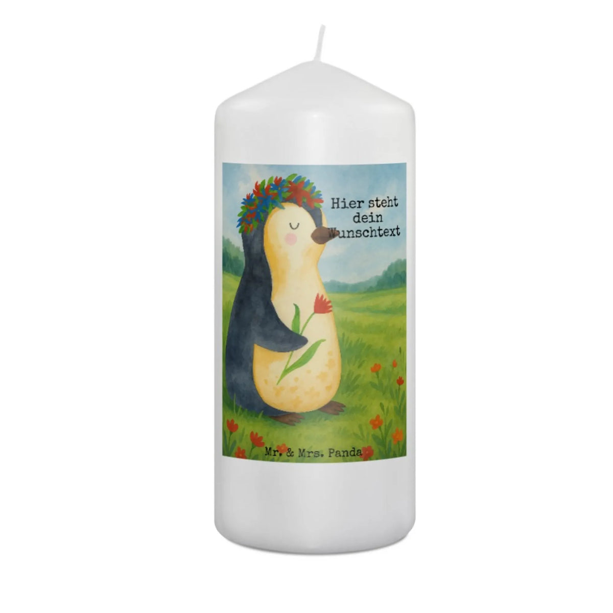 Personalised candle Penguin Flower Design North Pole, Penguins, love of life, wishes, universe, lovesickness, penguins, goals in life, gift idea, goals, wreath of flowers