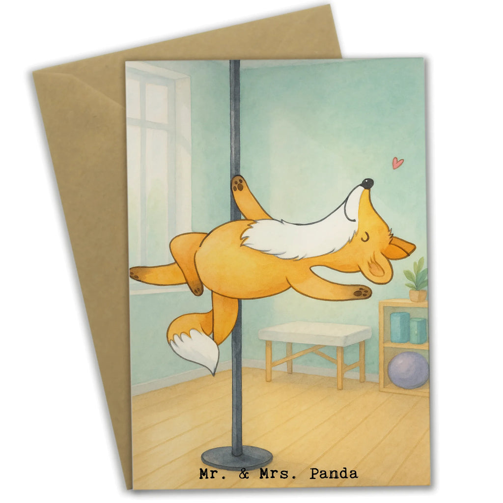 Grußkarte Fuchs Poledance Design Hochzeitskarte, Einladungskarte, Grußkarte, Geburtstagskarte, Glückwunschkarte, Ansichtskarten, Klappkarte, Karte, Geschenk, Sport, Sportart, Hobby, Schenken, Danke, Dankeschön, Auszeichnung, Gewinn, Sportler, Tanzen, Pole Dance, Tanz