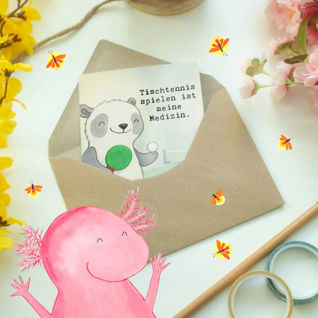 Grußkarte Panda Tischtennis Design Geburtstagskarte, Ansichtskarten, Glückwunschkarte, Hochzeitskarte, Grußkarte, Karte, Einladungskarte, Klappkarte, Geschenk, Sport, Sportart, Hobby, Schenken, Danke, Dankeschön, Auszeichnung, Gewinn, Sportler, Tischtennis Verein, Ballsport, Tischtennis Bund, Tischtennis