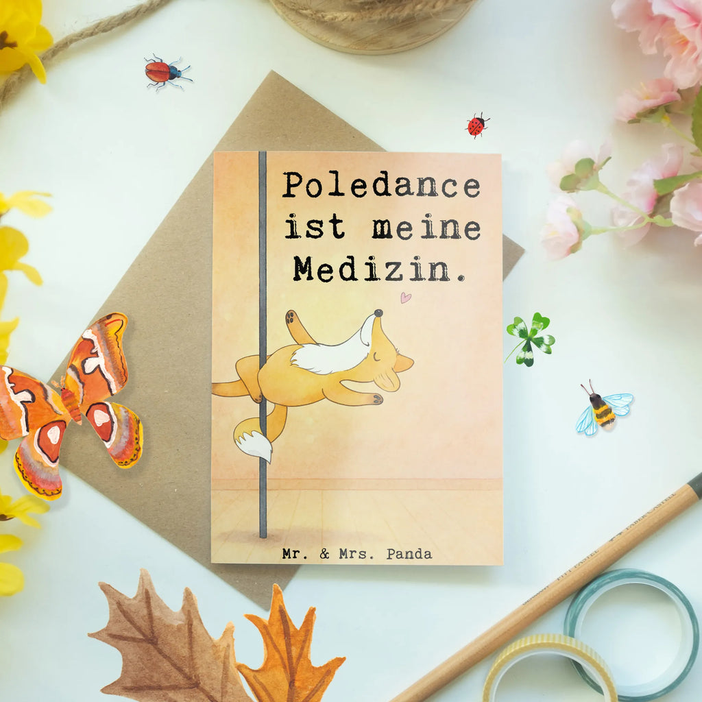 Grußkarte Fuchs Poledance Design Hochzeitskarte, Einladungskarte, Grußkarte, Geburtstagskarte, Glückwunschkarte, Ansichtskarten, Klappkarte, Karte, Geschenk, Sport, Sportart, Hobby, Schenken, Danke, Dankeschön, Auszeichnung, Gewinn, Sportler, Tanzen, Pole Dance, Tanz