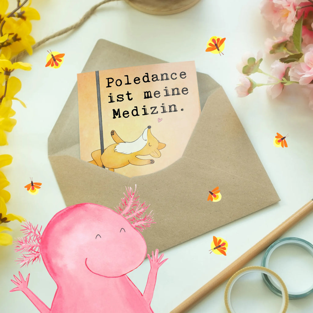 Grußkarte Fuchs Poledance Design Hochzeitskarte, Einladungskarte, Grußkarte, Geburtstagskarte, Glückwunschkarte, Ansichtskarten, Klappkarte, Karte, Geschenk, Sport, Sportart, Hobby, Schenken, Danke, Dankeschön, Auszeichnung, Gewinn, Sportler, Tanzen, Pole Dance, Tanz