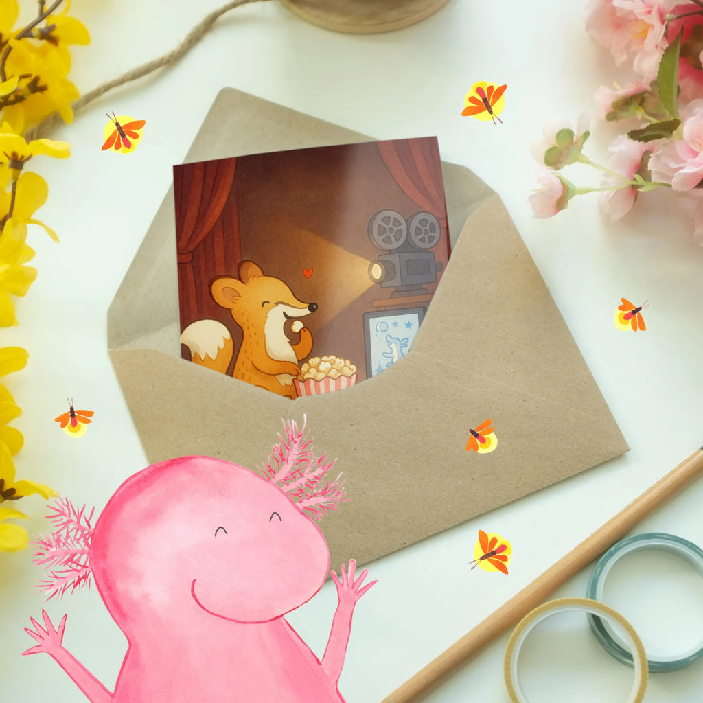 Grußkarte Fuchs Filme gucken Design Karte, Glückwunschkarte, Einladungskarte, Hochzeitskarte, Geburtstagskarte, Klappkarte, Ansichtskarten, Grußkarte, Geschenk, Sport, Sportart, Hobby, Schenken, Danke, Dankeschön, Auszeichnung, Gewinn, Sportler, TV, Fernsehen, Filme gucken, Kino, Filmabend