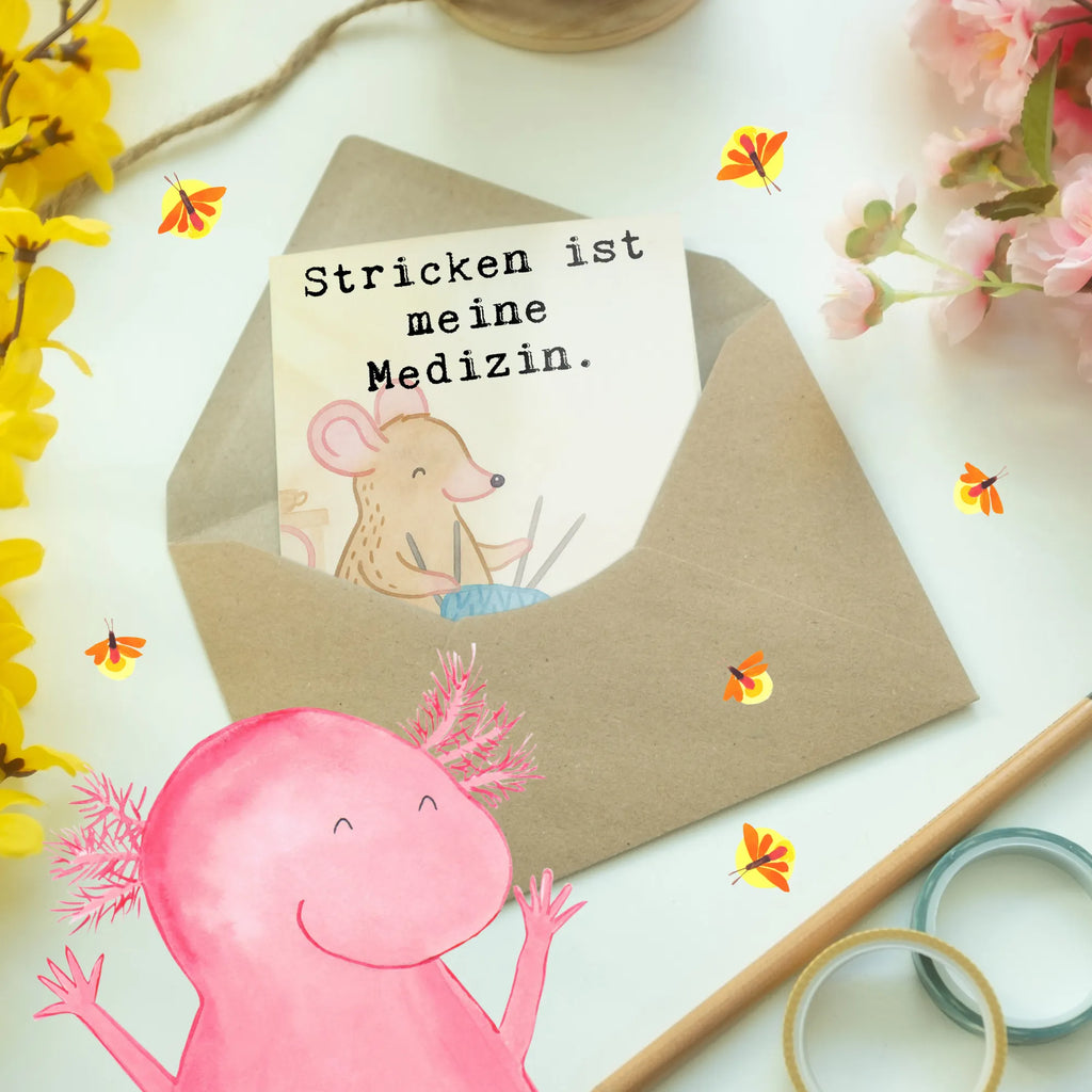 Grußkarte Maus Stricken Design Hochzeitskarte, Ansichtskarten, Einladungskarte, Karte, Grußkarte, Glückwunschkarte, Klappkarte, Geburtstagskarte, Geschenk, Sport, Sportart, Hobby, Schenken, Danke, Dankeschön, Auszeichnung, Gewinn, Sportler, Stricken, DIY