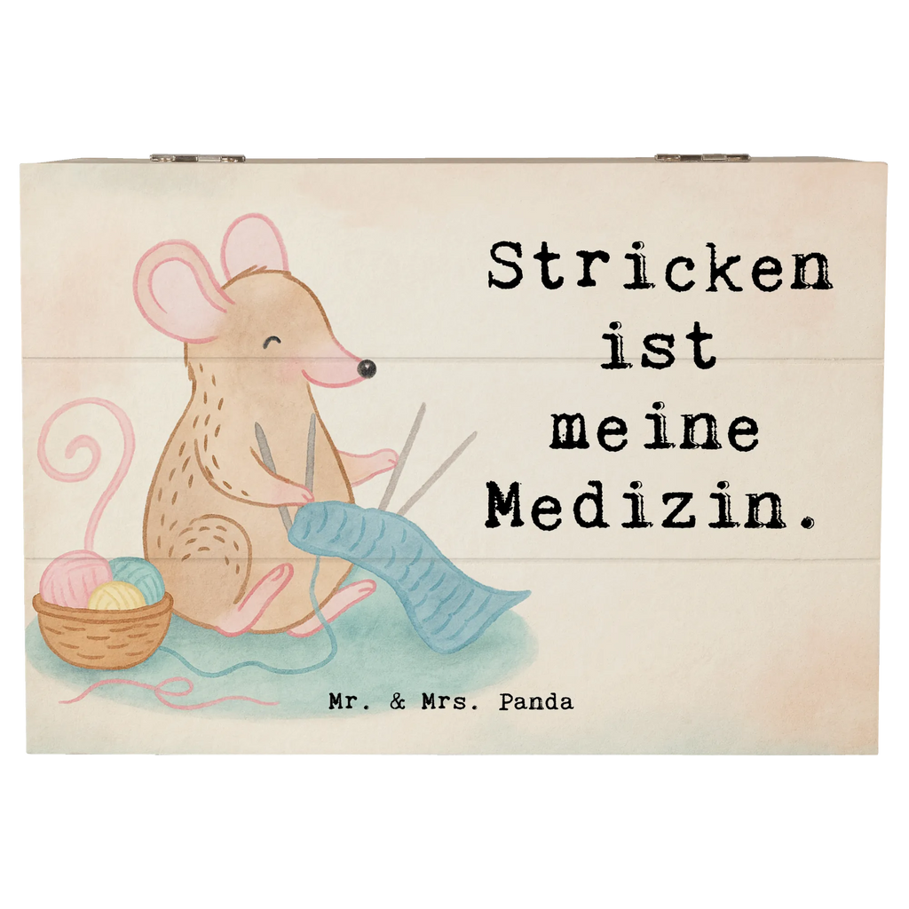 Wooden chest Mouse Knit Design Wooden box, XXL, memory box, box, casket, chest, storage box, treasure chest, decorative box, Gift, sport, hobby, giving, thank you, award, profit, athlete, Knitting, DIY