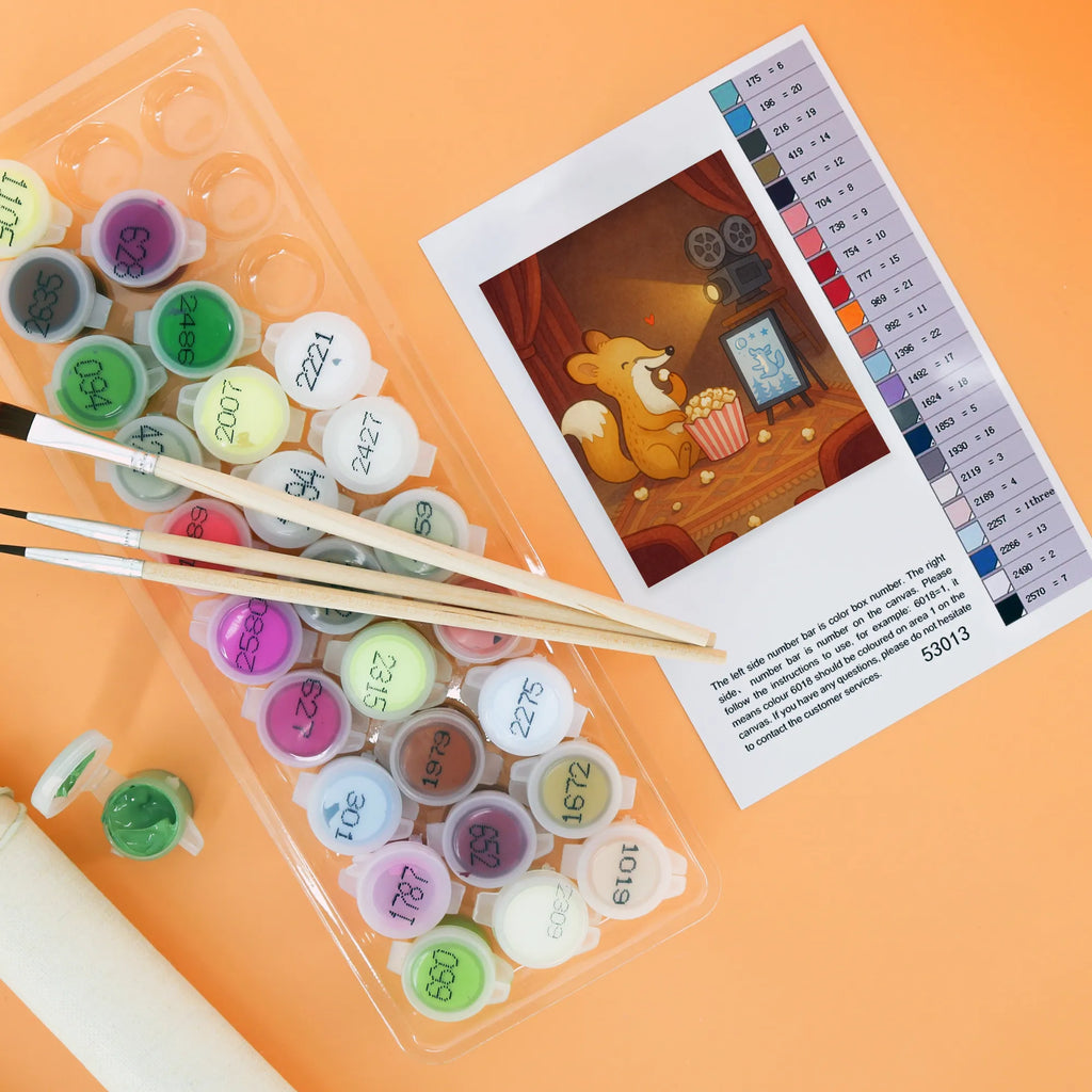 Paint by Numbers Fox watch movies Design Gift, sport, hobby, giving, thank you, award, profit, athlete, cinema, television, TV, watching movies, Movie night