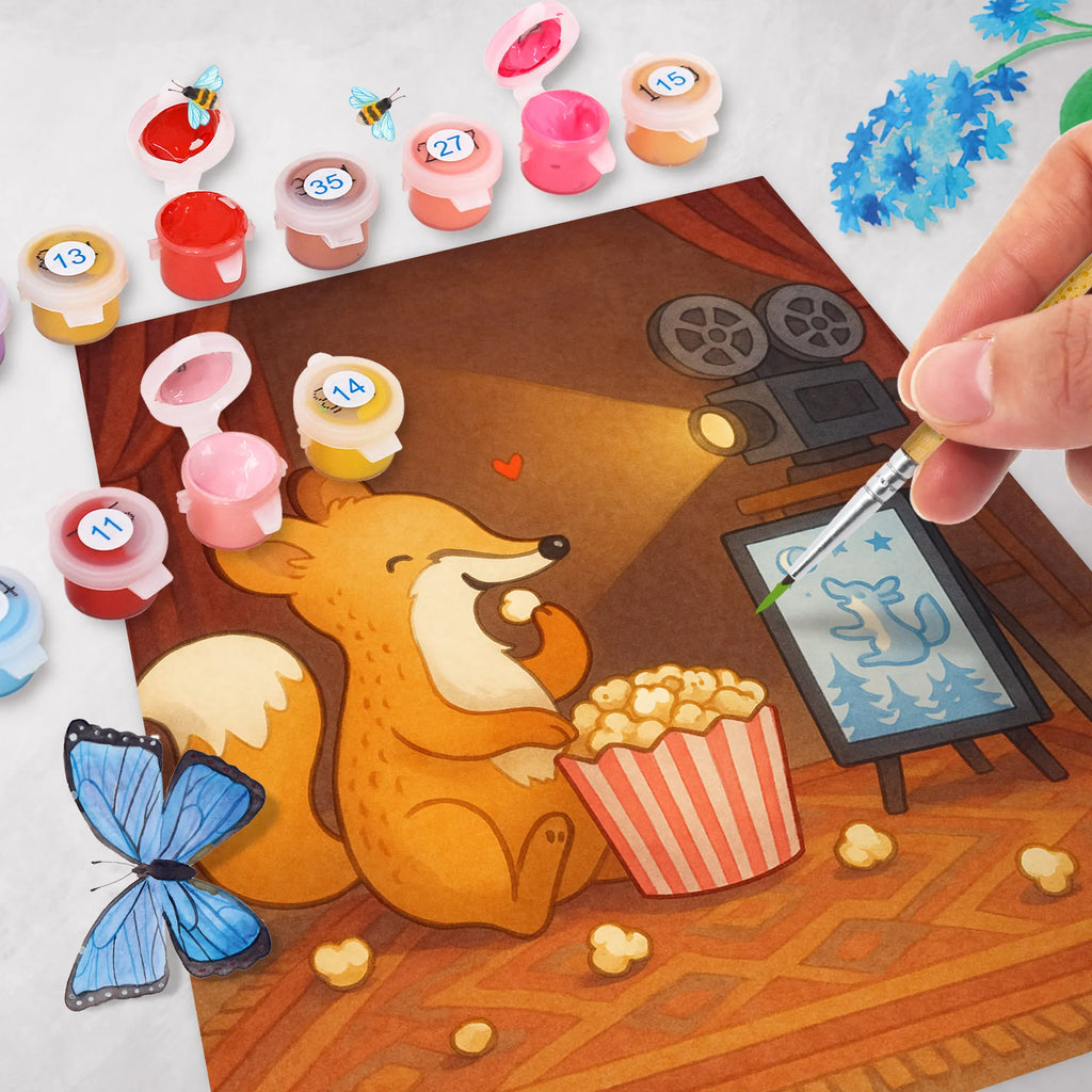 Paint by Numbers Fox watch movies Design Gift, sport, hobby, giving, thank you, award, profit, athlete, cinema, television, TV, watching movies, Movie night