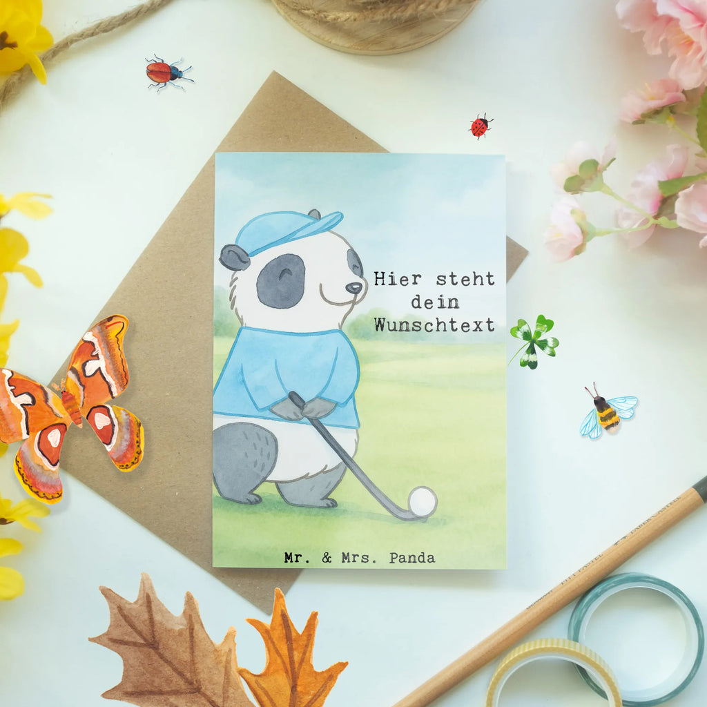 Personalisierte Grußkarte Panda Golfen Design Personalisiertere Klappkarte, Grußkarten personalisiert, Personalisierte Grußkarte, Grußkarte selbst gestalten, Grußkarte mit persönlichen Nachrichten, Personalisierte Einladungskarte, Personalisierte Geburtstagskarte, Personalisierte Karte, Grußkarte selber drucken, Personalisierte Hochzeitskarte, Grußkarte als Geldgeschenk, Personalisierte Glückwunschkarte, Grußkarte mit Namen, Geschenk, Sport, Sportart, Hobby, Schenken, Danke, Dankeschön, Auszeichnung, Gewinn, Sportler, Golfturnier, Golfen, Golf Verein, Golf spielen, Golfplatz