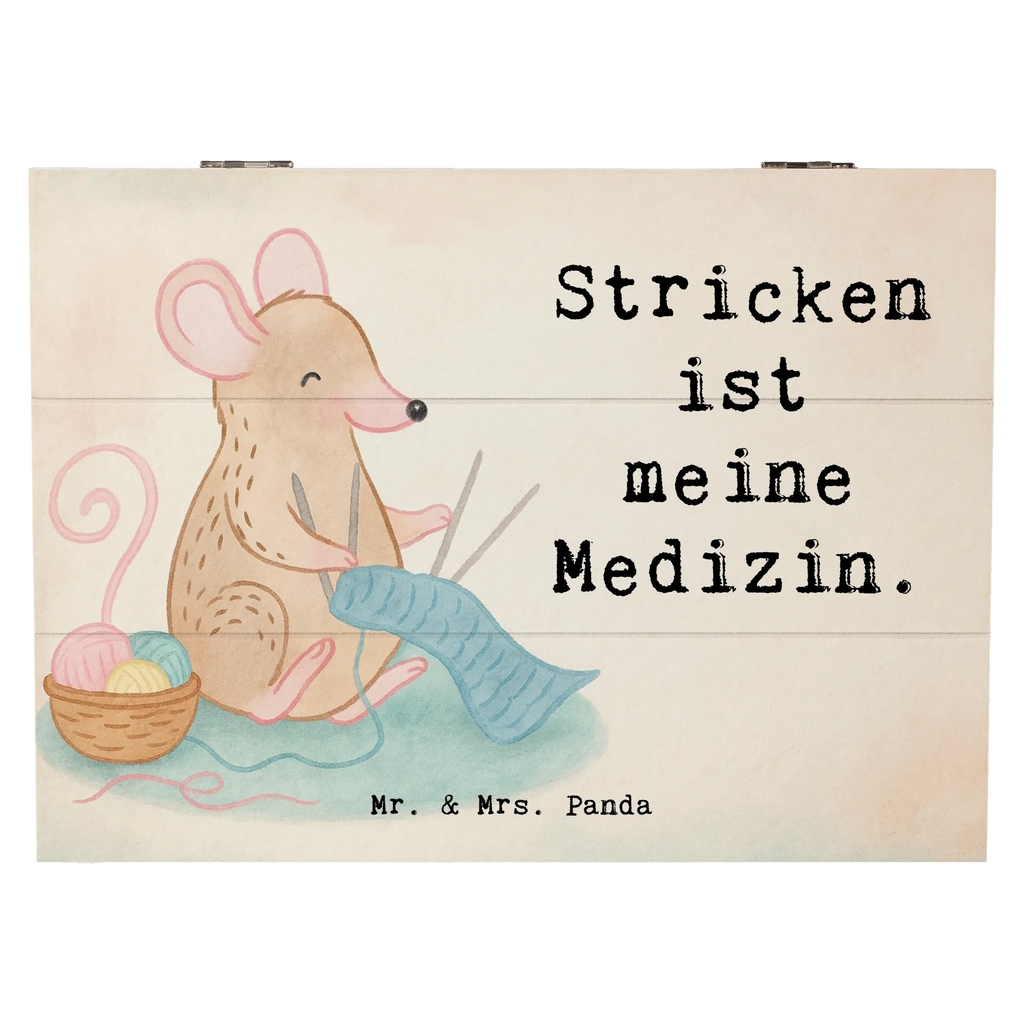 Wooden chest Mouse Knit Design Wooden box, XXL, memory box, box, casket, chest, storage box, treasure chest, decorative box, Gift, sport, hobby, giving, thank you, award, profit, athlete, Knitting, DIY