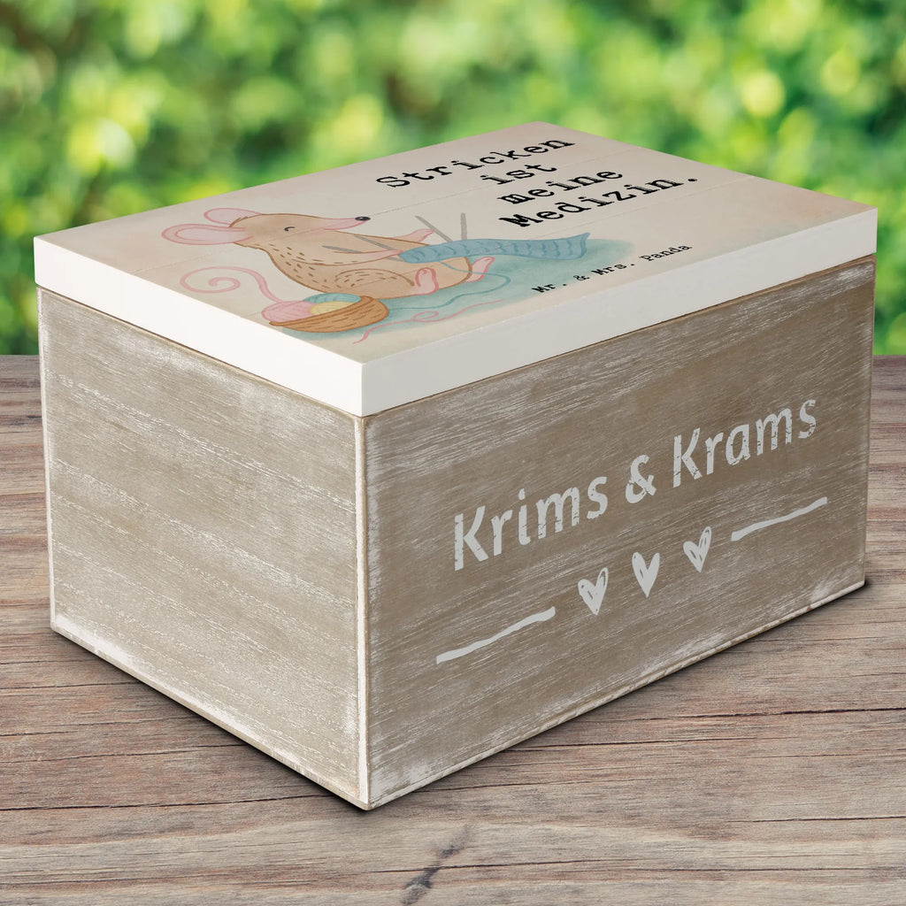 Wooden chest Mouse Knit Design Wooden box, XXL, memory box, box, casket, chest, storage box, treasure chest, decorative box, Gift, sport, hobby, giving, thank you, award, profit, athlete, Knitting, DIY