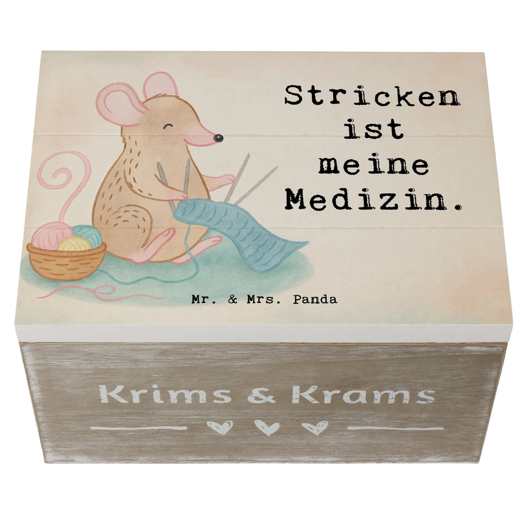 Wooden chest Mouse Knit Design Wooden box, XXL, memory box, box, casket, chest, storage box, treasure chest, decorative box, Gift, sport, hobby, giving, thank you, award, profit, athlete, Knitting, DIY