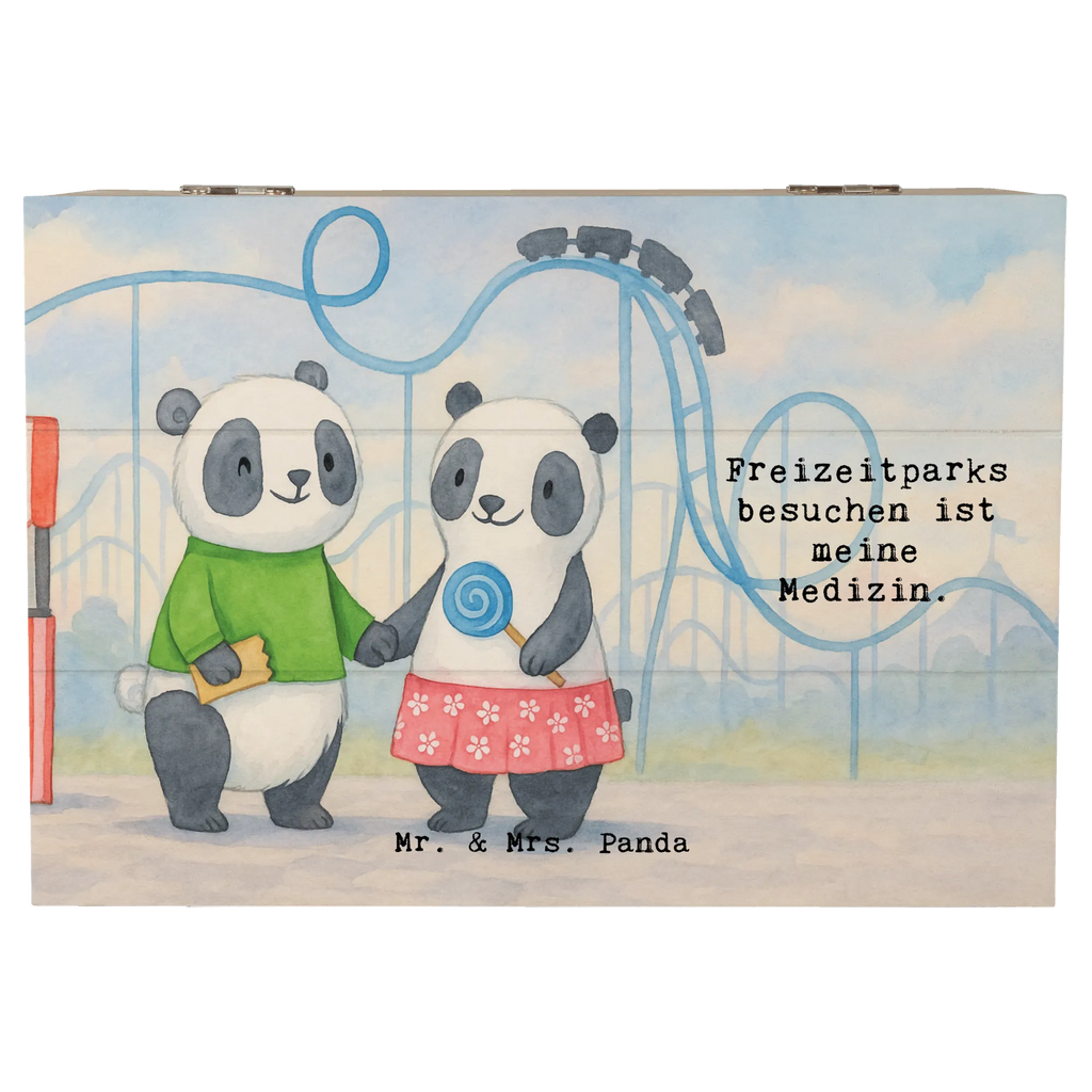 Holzkiste Pandas Freizeitpark besuchen Design Dekokiste, XXL, Schatulle, Schatzkiste, Holzkiste, Geschenkbox, Erinnerungskiste, Kiste, Erinnerungsbox, Aufbewahrungsbox, Truhe, Geschenkdose, Geschenk, Sport, Sportart, Hobby, Schenken, Danke, Dankeschön, Auszeichnung, Gewinn, Sportler, Freizeitpark besuchen, Achterbahn fahren