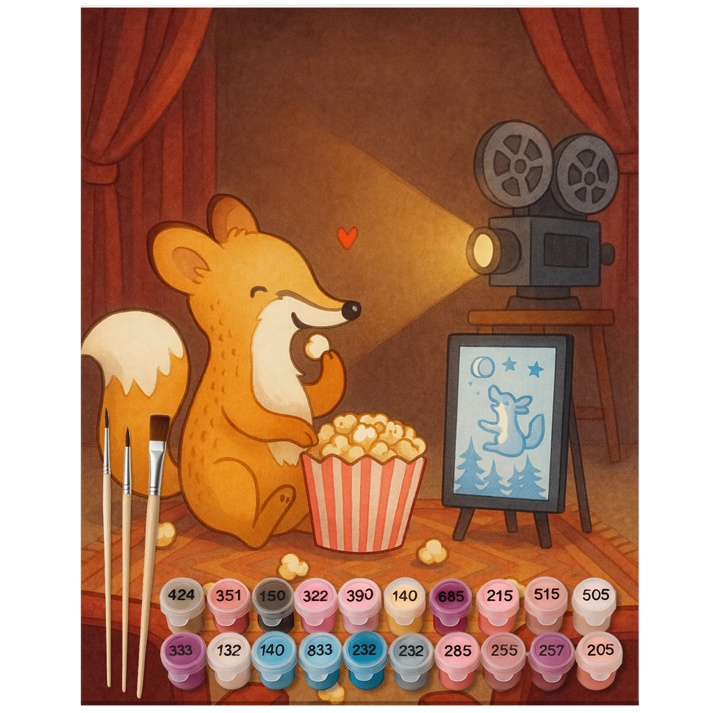 Paint by Numbers Fox watch movies Design Gift, sport, hobby, giving, thank you, award, profit, athlete, cinema, television, TV, watching movies, Movie night