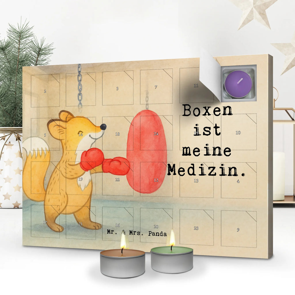Scented candle advent calendar Fox boxing Design Gift, sport, hobby, giving, thank you, award, profit, athlete, boxing training, boxing, boxing match