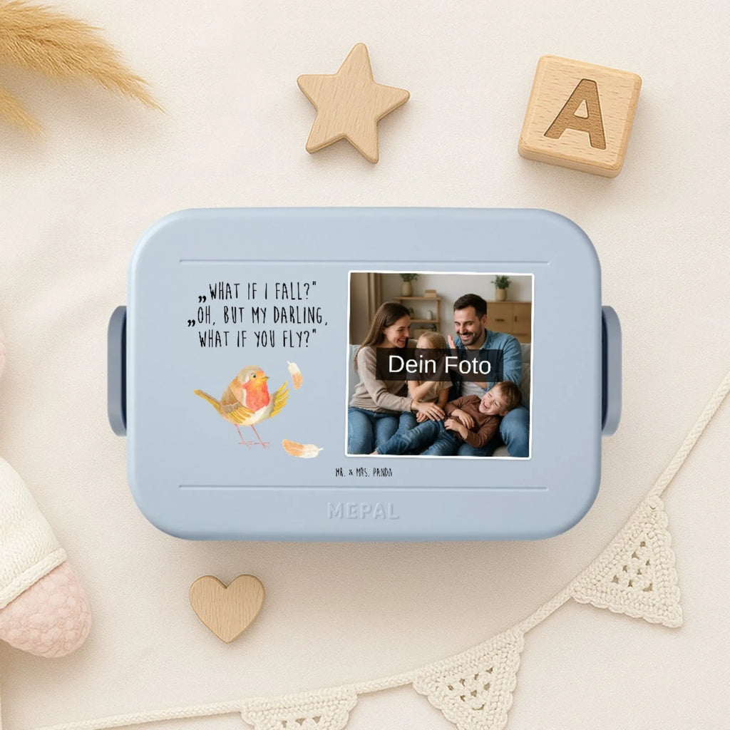 MEPAL Foto Bentobox Rotkehlchen Federn Foto Bentobox, Foto Brotdose, Foto Lunchbox, Tiermotive, Gute Laune, lustige Sprüche, Tiere, Motivationsbilder, Motivation Sprüche, Spruch Motivation, Rotkehlchen, What if i fall, Spruch Mut, fliegen, Vogel