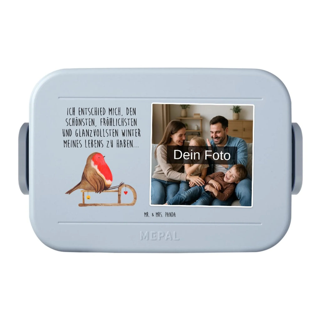 MEPAL Foto Bentobox Rotkehlchen Schlitten Foto Lunchbox, Foto Bentobox, Foto Brotdose, Winter, Weihnachten, Weihnachtsdeko, Nikolaus, Advent, Heiligabend, Wintermotiv, Schlitten, Vogel