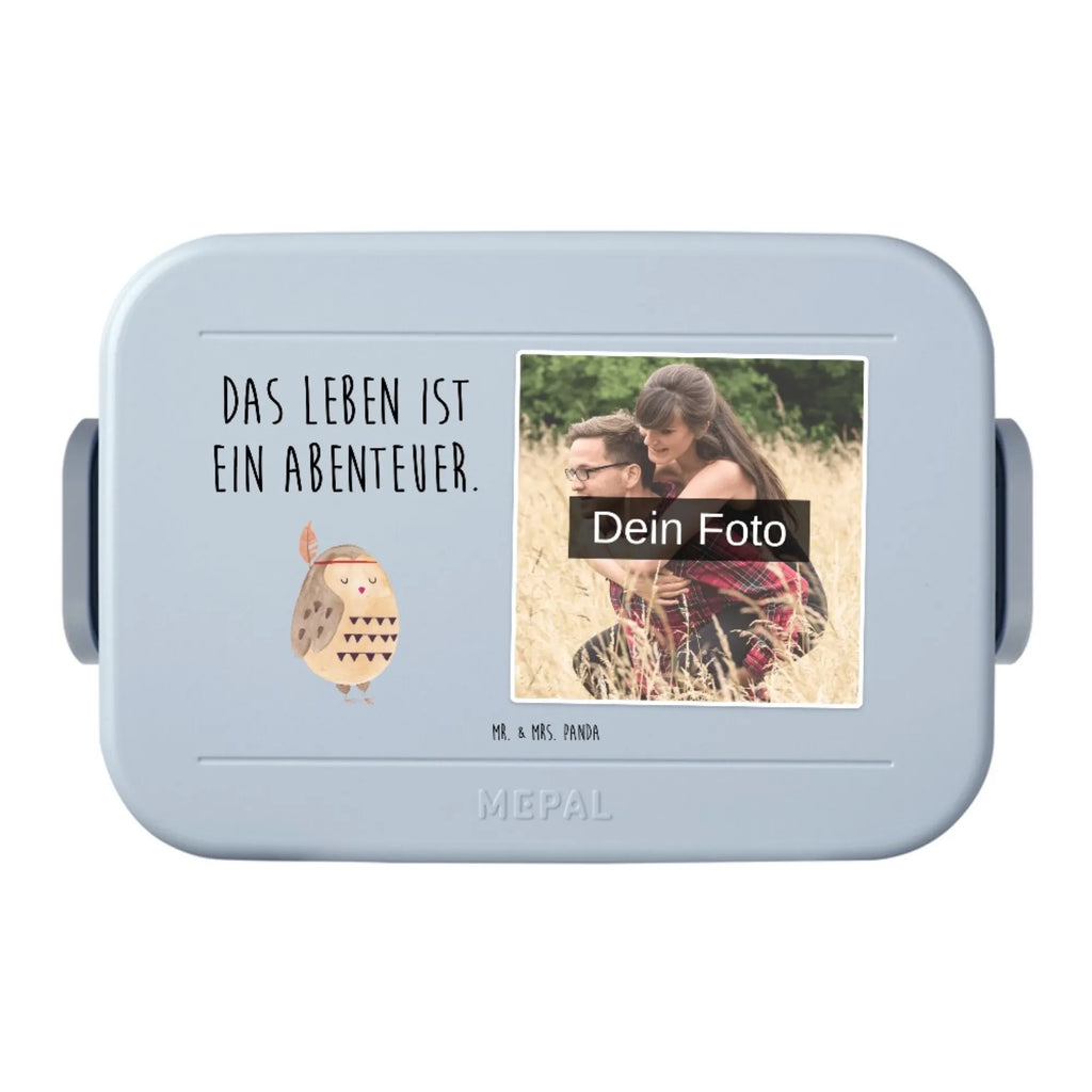 MEPAL Foto Bentobox Eule Federschmuck Foto Bentobox, Foto Lunchbox, Foto Brotdose, Eule, Eule Deko, Das Leben ist ein Abenteuer, Owl, Dekoration, Federschmuck, Reisespruch