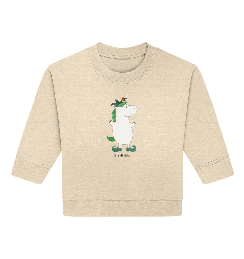 Organic Baby Pullover Einhorn Joker Wunderschöner Baby Pullover /Sweatshirt von Mr. & Mrs. Panda <br /><br />Material: <br />- 85 % Baumwolle (Bio-Qualität, ringgesponnen, gekämmt)<br />- 15 % Polyester (recycelt)</li><li>Grammatur: 280 g/m²<br />- Schnitt: normale Passform</li><li>Eingesetzte Ärmel<br />- Knopfleiste mit 1 gleichfarbigen Druckknopf und 1 verdeckten Druckknopf an Schulter für einfacheres Anziehen, Einhorn, Einhörner, Einhorn Deko, Pegasus, Unicorn, Hofnarr, Kasper, Gaukler, Mittelalter