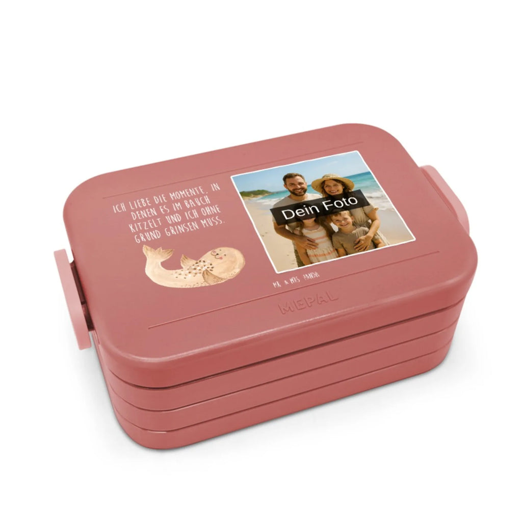 MEPAL Foto Bentobox Robbe Liegen Foto Bentobox, Foto Brotdose, Foto Lunchbox, Tiermotive, Gute Laune, lustige Sprüche, Tiere, Seehund, Strand, Robbe, Robben, Freude, Lachen, Nordsee, Meerestier, Ostsee