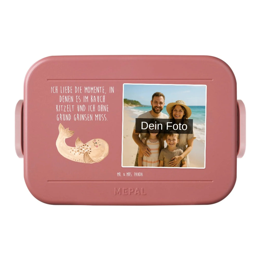 MEPAL Foto Bentobox Robbe Liegen Foto Bentobox, Foto Brotdose, Foto Lunchbox, Tiermotive, Gute Laune, lustige Sprüche, Tiere, Seehund, Strand, Robbe, Robben, Freude, Lachen, Nordsee, Meerestier, Ostsee