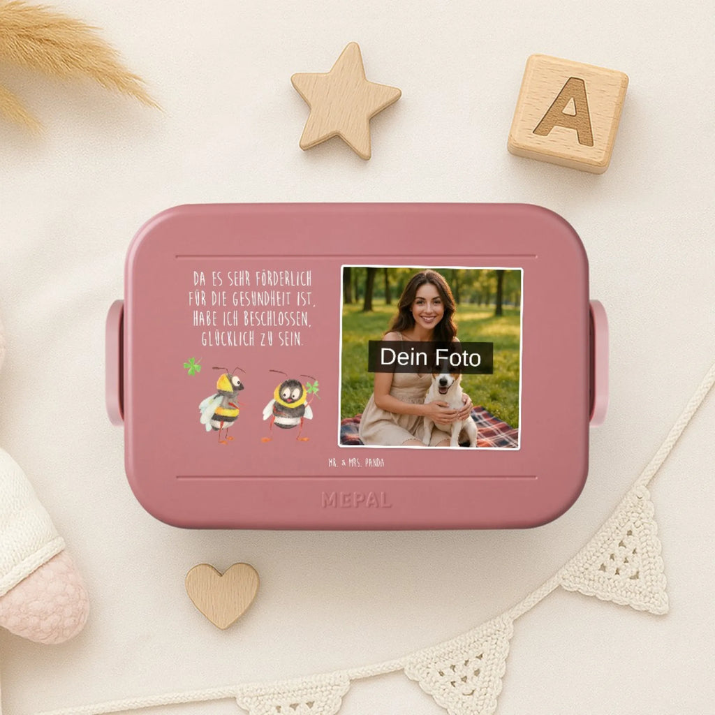 MEPAL Foto Bentobox Hummeln Kleeblatt Foto Bentobox, Foto Brotdose, Foto Lunchbox, Tiermotive, Gute Laune, lustige Sprüche, Tiere, glücklich werden, Spruch positiv, Spruch fröhlich, Hummel, Biene, Spruch schön, glücklich sein, Biene Deko