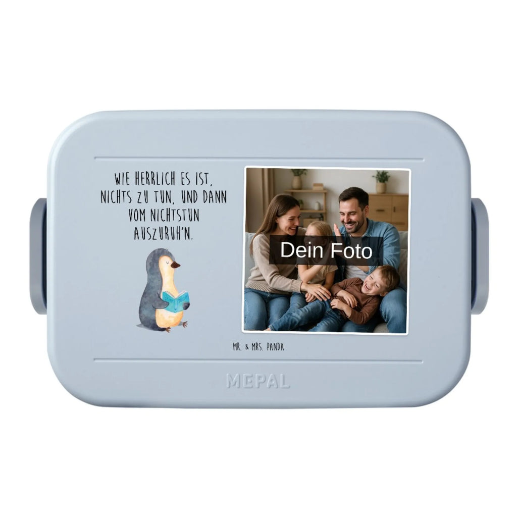 MEPAL Foto Bentobox Pinguin Buch Foto Bentobox, Foto Brotdose, Foto Lunchbox, Pinguin, Ferien, Pinguine, Faulenzen, Nichtstun, Lesen, Buch, Urlaub, Freizeit, Bücherwurm