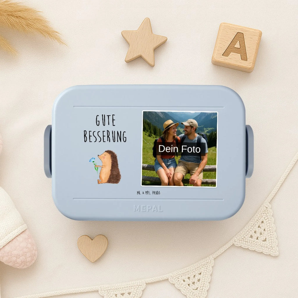 MEPAL Foto Bentobox Igel Blumen Foto Bentobox, Foto Lunchbox, Foto Brotdose, Tiermotive, Gute Laune, lustige Sprüche, Tiere, Igel, Krankenhaus, Besuch, Genesungswünsche, Gute Besserung, Krankheit, krank