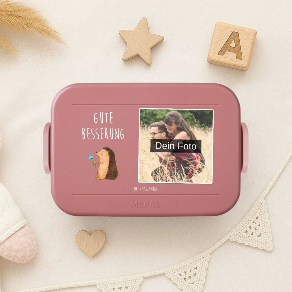 MEPAL Foto Bentobox Igel Blumen Foto Bentobox, Foto Lunchbox, Foto Brotdose, Tiermotive, Gute Laune, lustige Sprüche, Tiere, Igel, Krankenhaus, Besuch, Genesungswünsche, Gute Besserung, Krankheit, krank