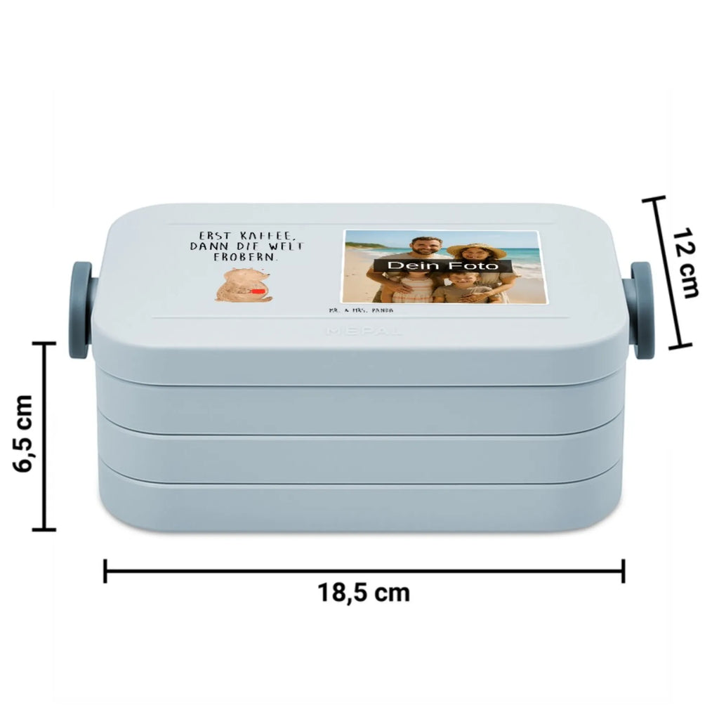 MEPAL Foto Bentobox Bär Kaffee Foto Lunchbox, Foto Brotdose, Foto Bentobox, Bär, Teddy, Teddybär, Motivation, Bären, Morgenroutine, Welt erobern, Welt retten, guten Morgen, Kaffee, Coffee