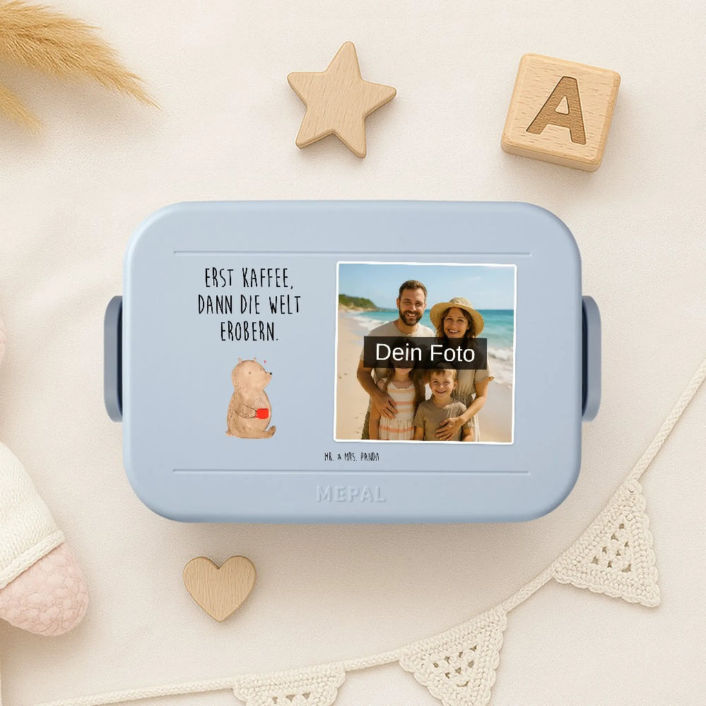 MEPAL Foto Bentobox Bär Kaffee Foto Lunchbox, Foto Brotdose, Foto Bentobox, Bär, Teddy, Teddybär, Motivation, Bären, Morgenroutine, Welt erobern, Welt retten, guten Morgen, Kaffee, Coffee