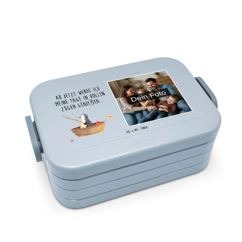 MEPAL Foto Bentobox Pinguin Angelboot Foto Lunchbox, Foto Brotdose, Foto Bentobox, Pinguin, Neuanfang, Pinguine, Angelboot, Lebenslust, genießen, Geschenkidee Liebeskummer, Neustart, Leben, Motivation, Trennung, Scheidung, Angeln, Boot
