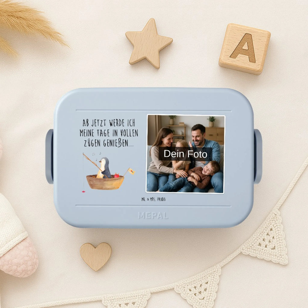 MEPAL Foto Bentobox Pinguin Angelboot Foto Lunchbox, Foto Brotdose, Foto Bentobox, Pinguin, Neuanfang, Pinguine, Angelboot, Lebenslust, genießen, Geschenkidee Liebeskummer, Neustart, Leben, Motivation, Trennung, Scheidung, Angeln, Boot