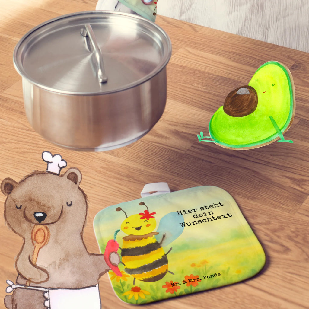 Personalisierte Topflappen Biene Happy Design Topflappen personalisiert, Topflappen Set personalisiert, Personalisierte Topfuntersetzer, Personalisierter Ofenhandschuh, Namensaufdruck, Topflappen mit Namen, Biene, Wespe, Hummel