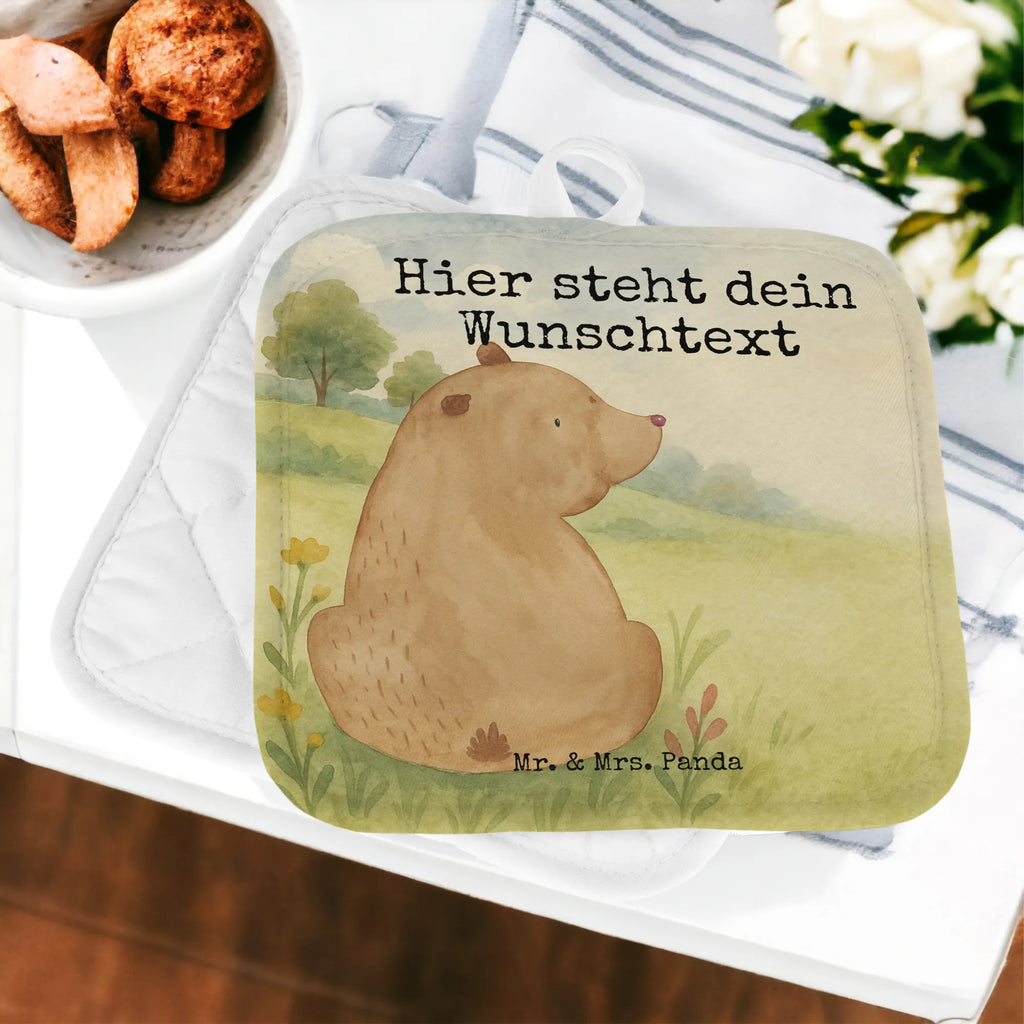 Personalisierte Topflappen Bär Schulterblick Design Topflappen Set personalisiert, Topflappen mit Namen, Namensaufdruck, Topflappen personalisiert, Personalisierte Topfuntersetzer, Personalisierter Ofenhandschuh, Bär, Teddy, Teddybär, Weisheit, Motivation, Bären, Bärenliebe, Selbstachtung, Weltansicht