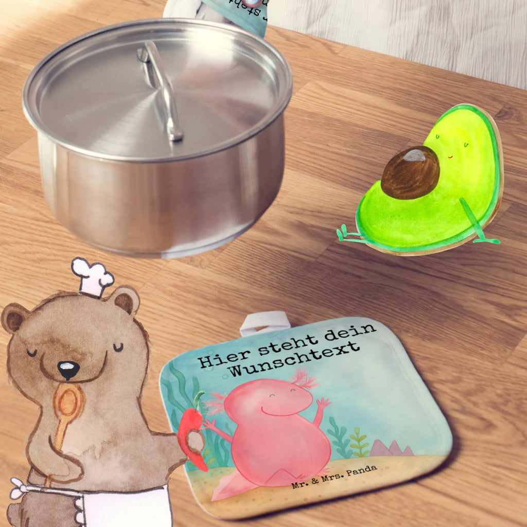 Personalisierte Topflappen Axolotl Hurra Design Topflappen Set personalisiert, Personalisierte Topfuntersetzer, Namensaufdruck, Personalisierter Ofenhandschuh, Topflappen mit Namen, Topflappen personalisiert, Axolotl, Molch, fröhlich, Axolot, Spaß, Zufriedenheit, Motivation, Schwanzlurch, Lurch, Lurche, Freude