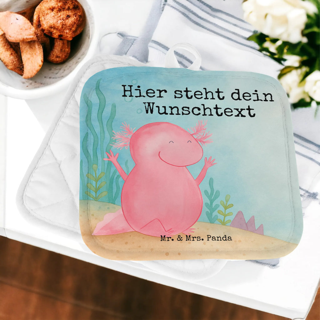 Personalisierte Topflappen Axolotl Hurra Design Topflappen Set personalisiert, Personalisierte Topfuntersetzer, Namensaufdruck, Personalisierter Ofenhandschuh, Topflappen mit Namen, Topflappen personalisiert, Axolotl, Molch, fröhlich, Axolot, Spaß, Zufriedenheit, Motivation, Schwanzlurch, Lurch, Lurche, Freude