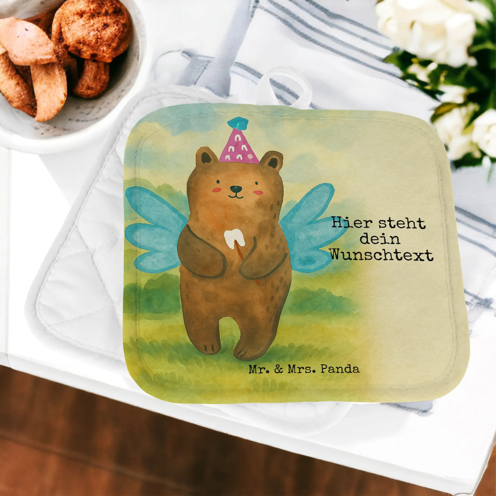 Personalisierte Topflappen Bär Zahnfee Design Topflappen Set personalisiert, Namensaufdruck, Personalisierter Ofenhandschuh, Topflappen personalisiert, Personalisierte Topfuntersetzer, Topflappen mit Namen, Bär, Teddy, Teddybär, Fee, Erster Zahn, Zahnfee, Milchzahn