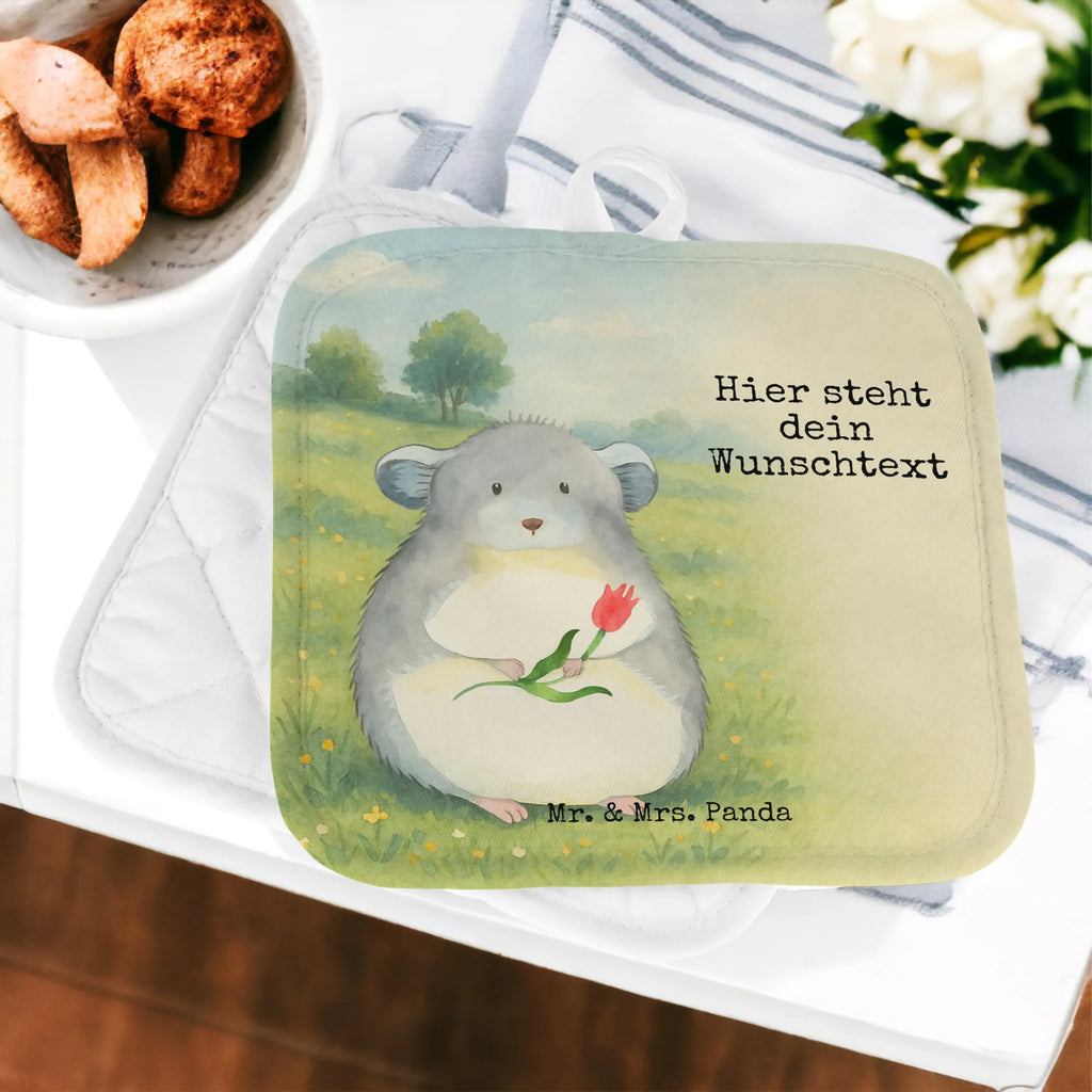 Personalisierte Topflappen Chinchilla Blume Design Personalisierter Ofenhandschuh, Topflappen Set personalisiert, Topflappen mit Namen, Namensaufdruck, Topflappen personalisiert, Personalisierte Topfuntersetzer, Tiermotive, Gute Laune, lustige Sprüche, Tiere, Kummer, Chaos, traurig sein, Büroalltag, Depressionen, Glücklichsein, Büro, Chinchilla, Chinchillas, Liebeskummer