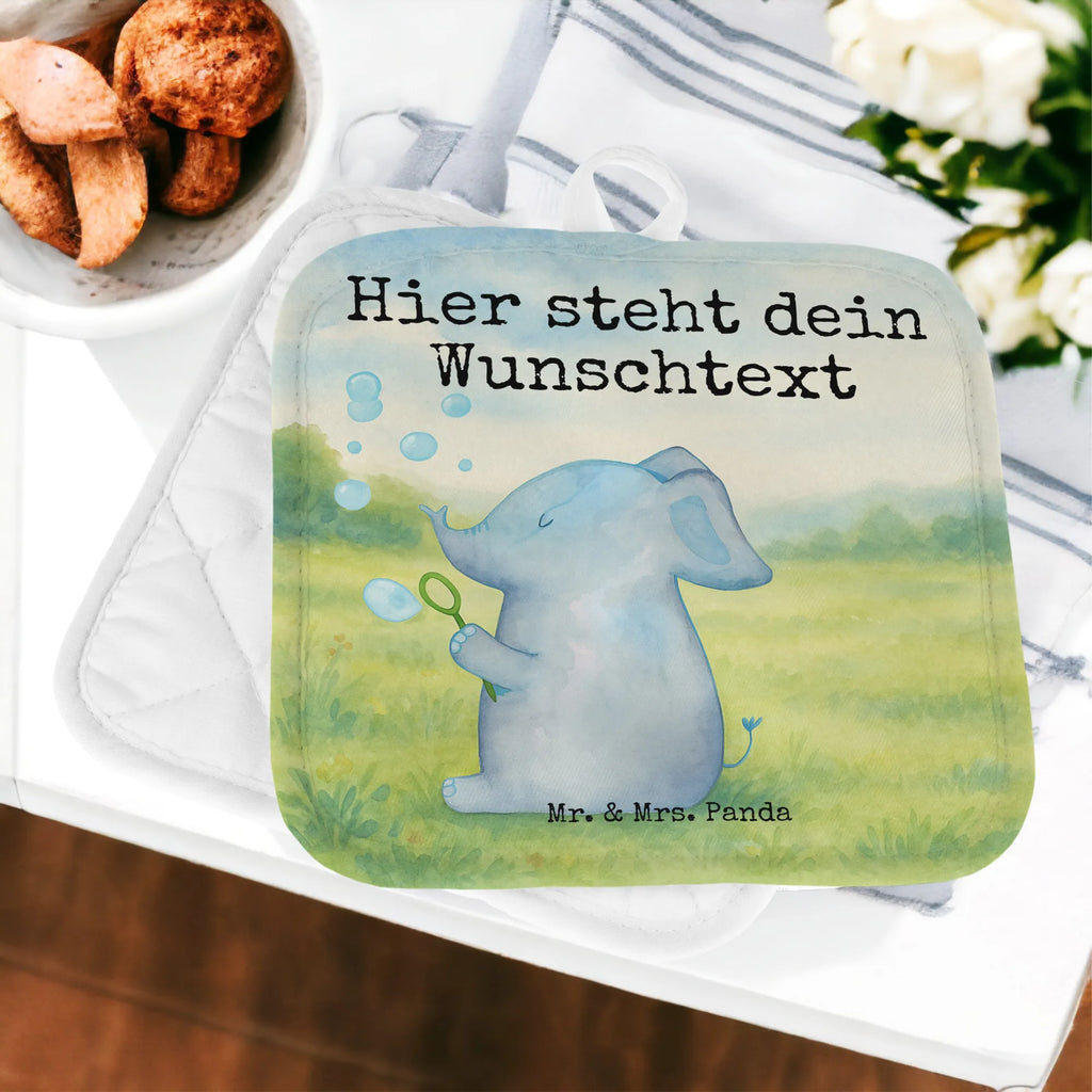 Personalisierte Topflappen Elefant Seifenblasen Design Namensaufdruck, Topflappen Set personalisiert, Topflappen personalisiert, Topflappen mit Namen, Personalisierte Topfuntersetzer, Personalisierter Ofenhandschuh, Tiermotive, Gute Laune, lustige Sprüche, Tiere, Rüsseltier, Liebe, Heimat, Elefanten, Liebesbeweis, Seifenblasen, Elefant, Gefühl. Daheim, Liebesspruch, Dickhäuter