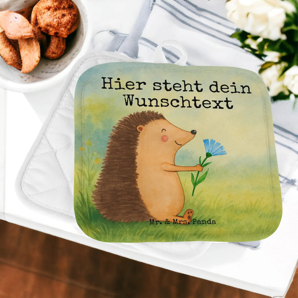 Personalisierte Topflappen Igel Blumen Design Topflappen mit Namen, Topflappen personalisiert, Personalisierte Topfuntersetzer, Namensaufdruck, Personalisierter Ofenhandschuh, Topflappen Set personalisiert, Tiermotive, Gute Laune, lustige Sprüche, Tiere, Krankenhaus, Igel, Gute Besserung, krank, Genesungswünsche, Besuch, Krankheit