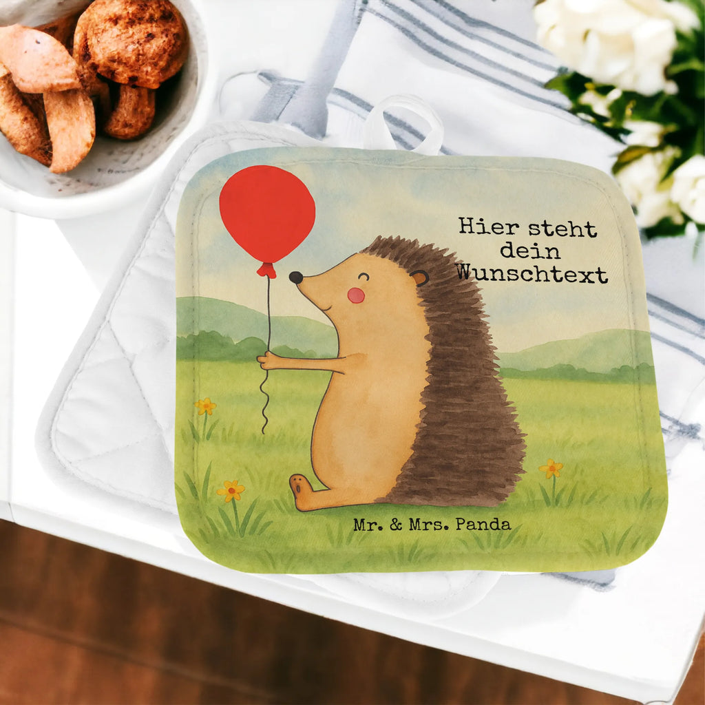 Personalisierte Topflappen Igel Luftballon Design Topflappen mit Namen, Topflappen Set personalisiert, Personalisierter Ofenhandschuh, Topflappen personalisiert, Personalisierte Topfuntersetzer, Namensaufdruck, Tiermotive, Gute Laune, lustige Sprüche, Tiere, Geburtstagskind, Glückwunsch, Herzlichen Glückwunsch, Igel, Geburtstag, Ballon, Happy Birthday