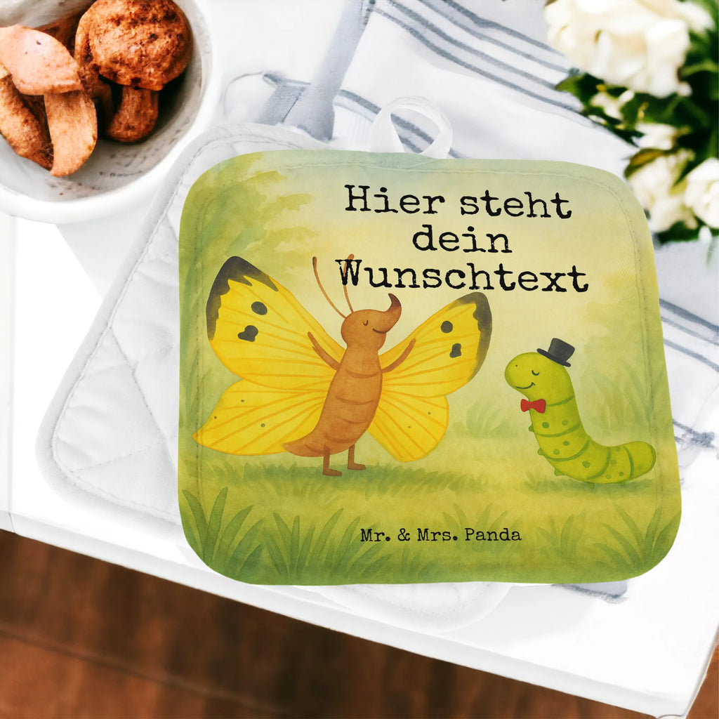 Personalisierte Topflappen Raupe Schmetterling Design Namensaufdruck, Personalisierte Topfuntersetzer, Topflappen personalisiert, Topflappen Set personalisiert, Personalisierter Ofenhandschuh, Topflappen mit Namen, Tiermotive, Gute Laune, lustige Sprüche, Tiere, Schmetterling, Zitronenfalter, Aufwachsen, Schönheit, Kokon, Entwicklung, Hütchen, Raupe, Erwachsen werden, Hut