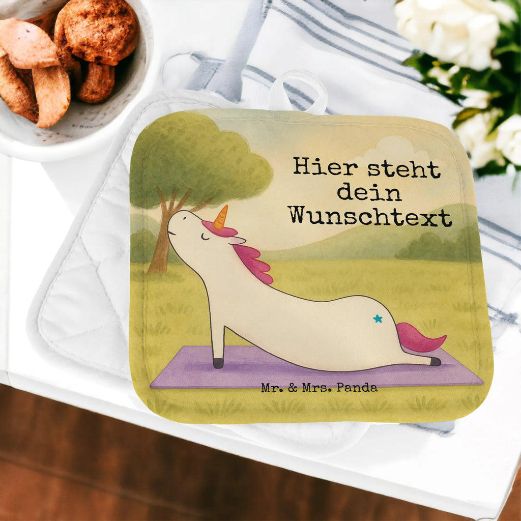 Personalisierte Topflappen Einhorn Yoga Design Personalisierte Topfuntersetzer, Topflappen mit Namen, Topflappen personalisiert, Topflappen Set personalisiert, Personalisierter Ofenhandschuh, Namensaufdruck, Einhorn, Einhörner, Einhorn Deko, Unicorn, lustig, witzig, Joga, süß, Yoga, Achtsamkeit, Yogamatte, Entspannung, Namaste, Sport