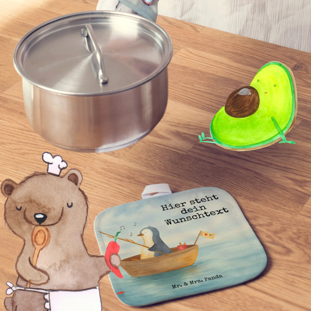 Personalisierte Topflappen Pinguin Angelboot Design Personalisierte Topfuntersetzer, Personalisierter Ofenhandschuh, Namensaufdruck, Topflappen personalisiert, Topflappen mit Namen, Topflappen Set personalisiert, Pinguin, Trennung, Leben, Neustart, genießen, Lebenslust, Angeln, Geschenkidee Liebeskummer, Angelboot, Boot, Pinguine, Scheidung, Neuanfang, Motivation