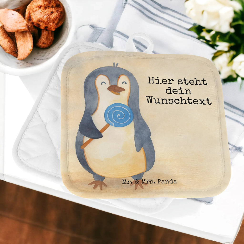 Personalisierte Topflappen Pinguin Lolli Design Personalisierter Ofenhandschuh, Namensaufdruck, Topflappen mit Namen, Personalisierte Topfuntersetzer, Topflappen Set personalisiert, Topflappen personalisiert, Pinguin, Lolli, Ganove, Blödsinn, Spruch, Gauner, Süßigkeiten, Pinguine, Rebell, Rabauke