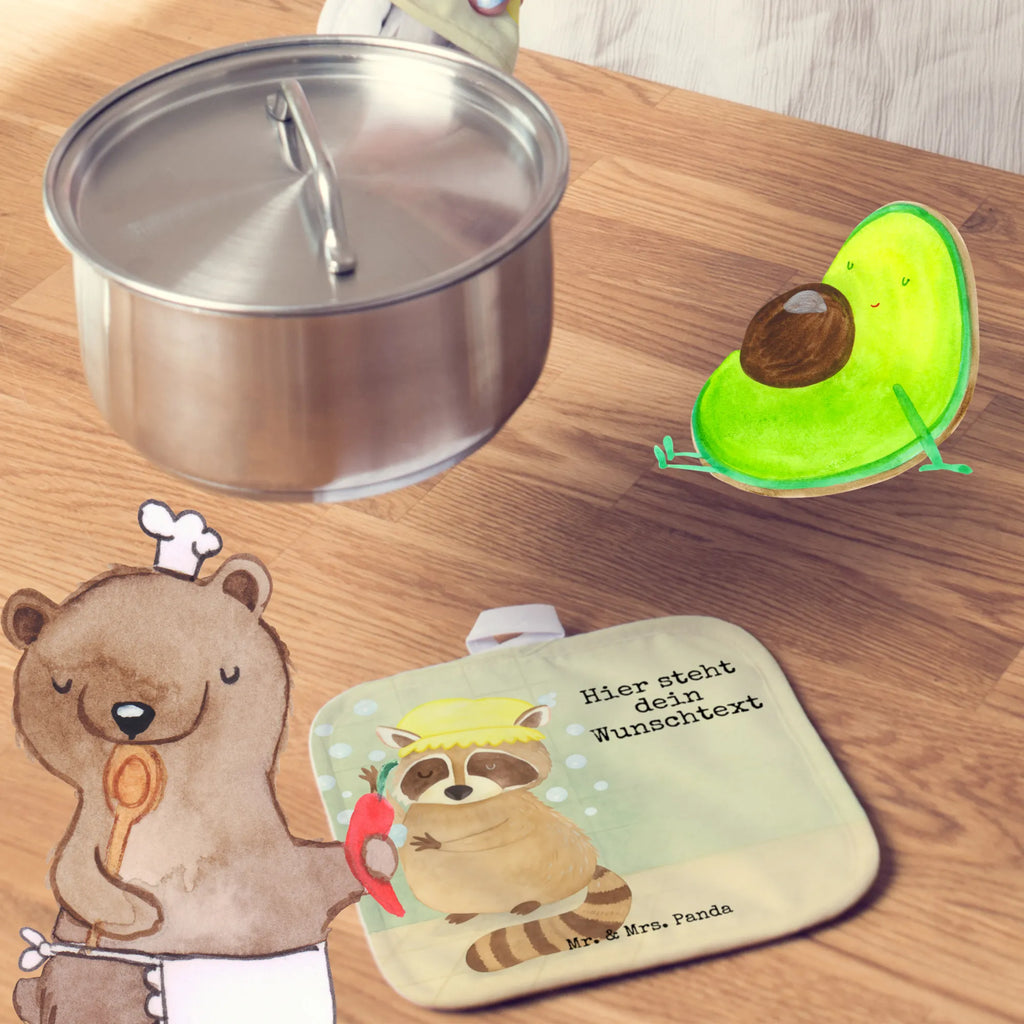 Personalisierte Topflappen Waschbär Design Topflappen Set personalisiert, Namensaufdruck, Topflappen personalisiert, Topflappen mit Namen, Personalisierte Topfuntersetzer, Personalisierter Ofenhandschuh, Tiermotive, Gute Laune, lustige Sprüche, Tiere, waschen, Fröhlich, Tagträumen, Waschbär, Plan, Seifenblasen