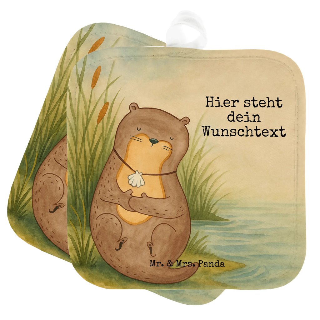 Personalisierte Topflappen Otter Muschel Design Topflappen mit Namen, Topflappen Set personalisiert, Namensaufdruck, Personalisierte Topfuntersetzer, Personalisierter Ofenhandschuh, Topflappen personalisiert, Otter, Fischotter, Seeotter, Motivation, Tagträumen, träumen, grübeln, Büro, Otterliebe