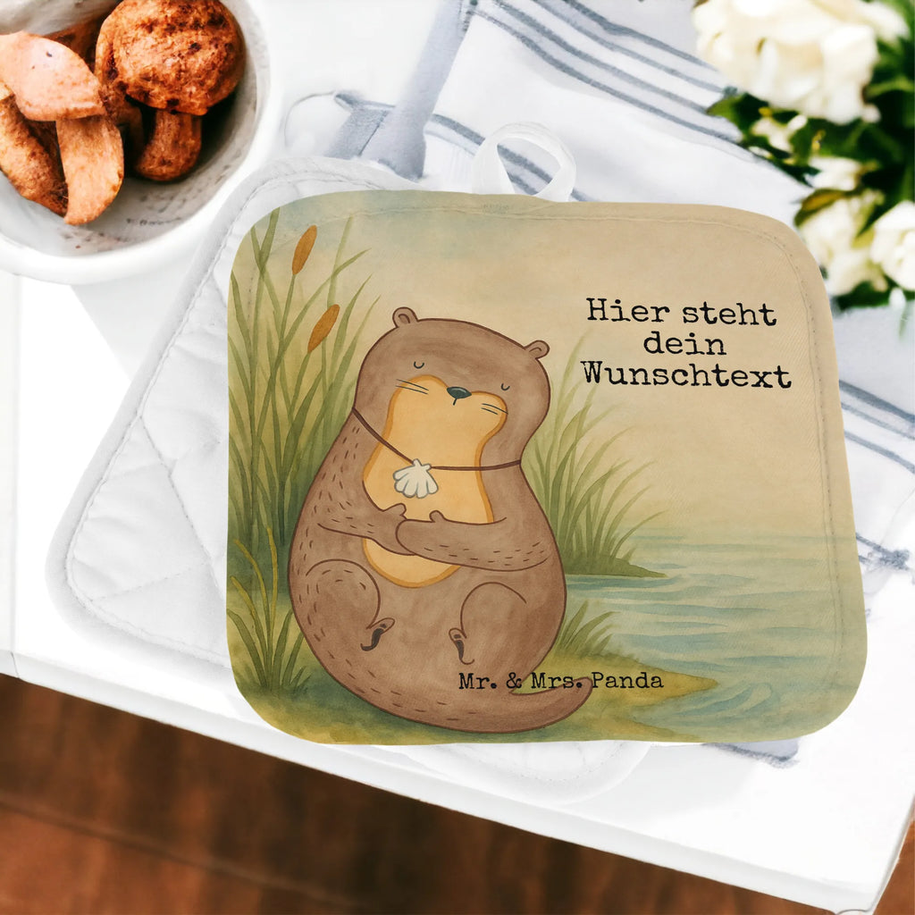 Personalisierte Topflappen Otter Muschel Design Topflappen mit Namen, Topflappen Set personalisiert, Namensaufdruck, Personalisierte Topfuntersetzer, Personalisierter Ofenhandschuh, Topflappen personalisiert, Otter, Fischotter, Seeotter, Motivation, Tagträumen, träumen, grübeln, Büro, Otterliebe