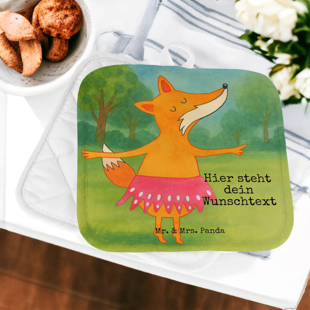 Personalisierte Topflappen Fuchs Ballerina Design Topflappen mit Namen, Namensaufdruck, Topflappen Set personalisiert, Personalisierter Ofenhandschuh, Topflappen personalisiert, Personalisierte Topfuntersetzer, Fuchs, Geburtstag, Ballett, Tänzerin, Ballerina, Einladung, Party, Tanzen, Füchsin, Fuchs Spruch, Füchse